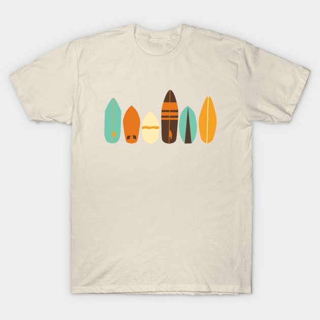 Retro Surfboards T-Shirt by JujuC